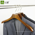 Men clothing store flat hook wood clothes hanger custom logo